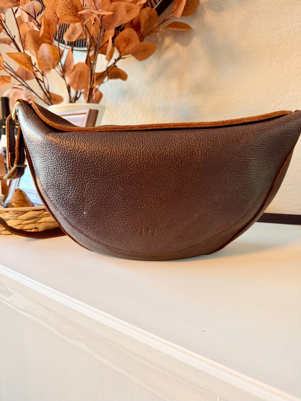 Portland leather large Loala sling bag with adjustable straps cold brew